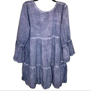 Umgee Boho Bell Sleeve Ruffled Tiered Tunic Dress